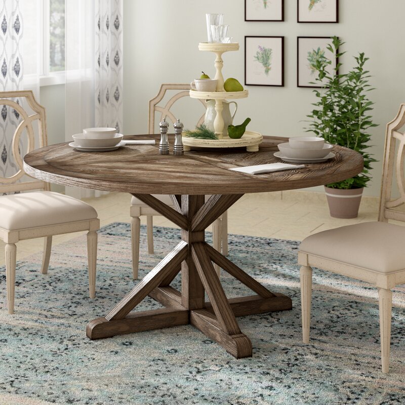 Laurel Foundry Modern Farmhouse Aron Pine Solid Wood Dining Table